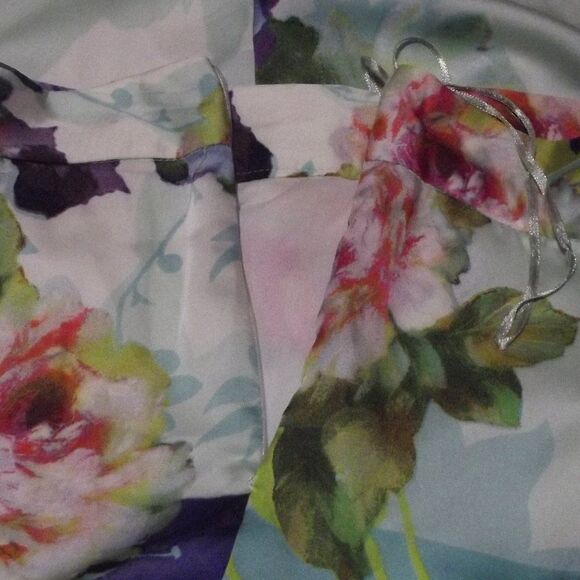 RANNA GILL Maxi Skirt, S, Color Block Floral, Pleated, Side Zipper, Multicolor - Picture 10 of 15